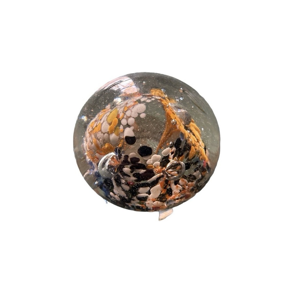Glass Round Paperweight Multicolor